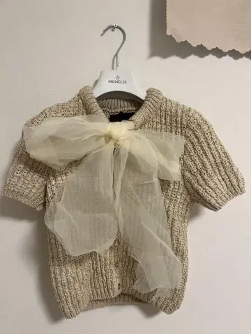 ZARA 니트 오간자 리본 상의 베이지