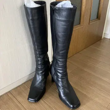 롱 부츠 블랙 중간 힐