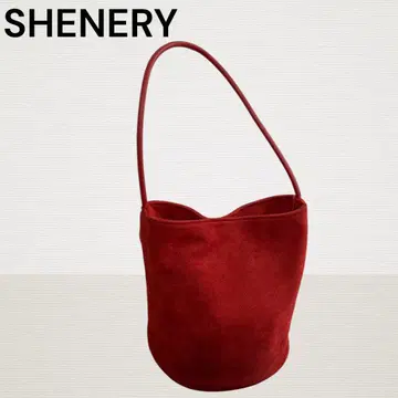 새상품급 [ SHENERY ] 스웨이드 라이크 백 레드 버킷형 백