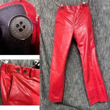 정가 63800엔 최첨단 원단 울트라 스웨이드 트라우저 팬츠 레드 빨간색