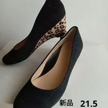 블랙 스웨이드풍 플레인 펌프스 레오파드 힐 새상품