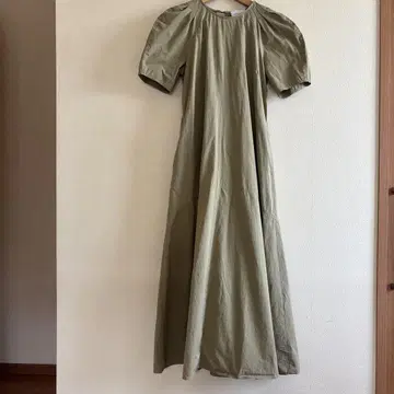 유나이티드 애로우즈 퍼프 슬리브 롱 원피스 36 올리브