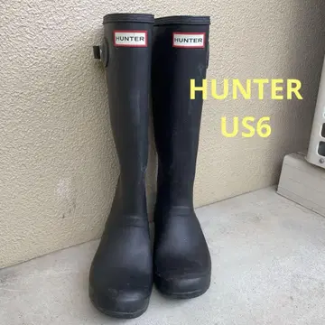 HUNTER 블랙 롱 부츠 버클 포함