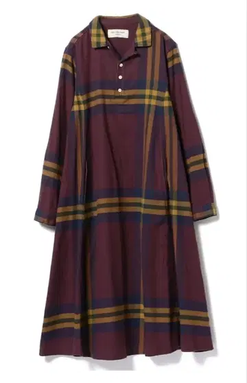 퍼플 체크 무늬 셔츠 원피스