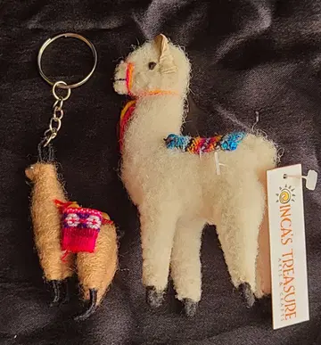 [ 미사용 ] 알파카 봉제 인형 입상 & 키링 2개 세트