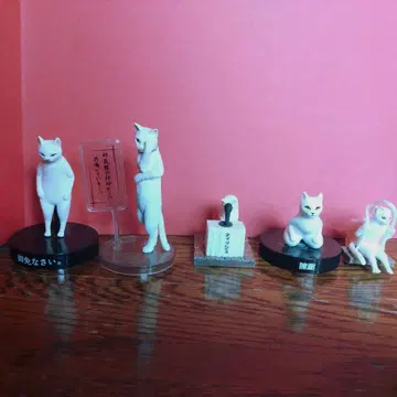 화이트 고양이 피규어 세트