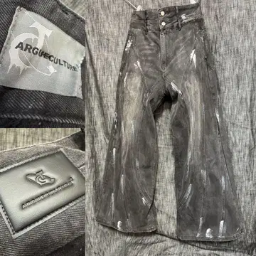 ARGUECULTURE 부츠컷 와이드 데님 블랙 페인트 플레어 블랙