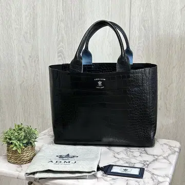A.D.M.J. 블랙 토트백 악어 엠보싱 A4 사이즈 수납 가능