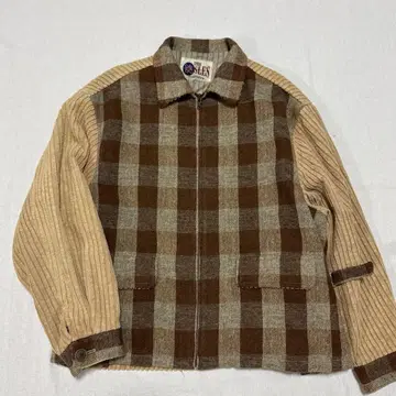 울 체크 절개 코듀로이 자켓