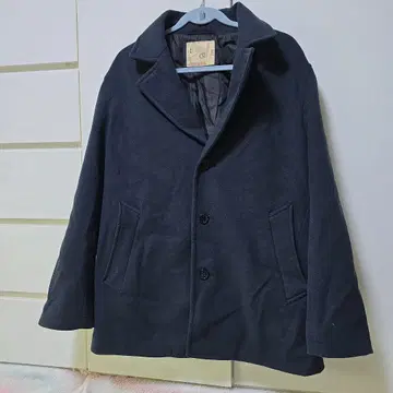 울 네이비 피코트
