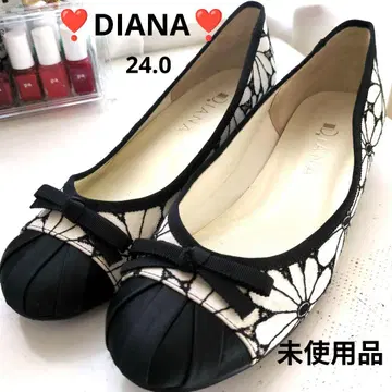 미사용품 DIANA 꽃무늬 플랫슈즈 24.0 화려함