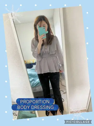 프로포션 바디 드레싱 숄더 리본 셔링 블라우스