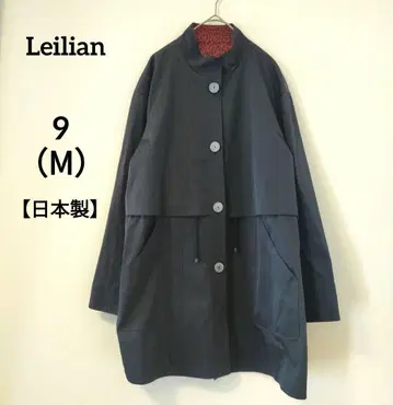 Leilian 레리안 블랙 얇은 소재 코트 레오파드 무늬 9호 일본제