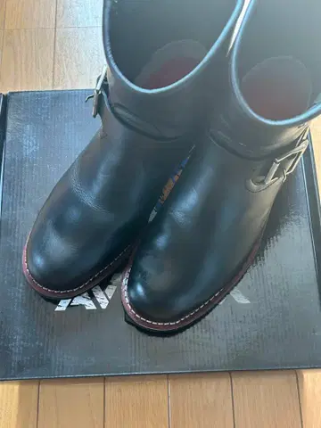 AVIREX 블랙 가죽 버클 엔지니어 부츠