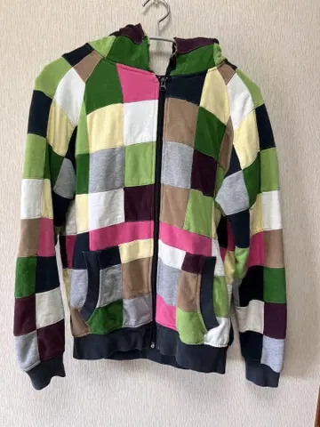 멀티 컬러 패치워크 후드 부착 후드티 구제 의류 여성용