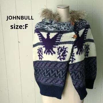 존불 Johnbull 후드 부착 울 카우친 판초 여성용