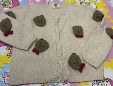 핑크하우스 얼굴 곰 가디건