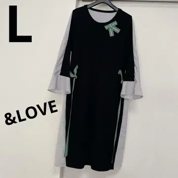 앤드러브 L 사이즈 스트라이프 절개 원피스 리본 &LOVE QVC
