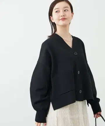 IENA 슈퍼 파인 스무스 숏 가디건 블랙