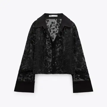 [ ZARA ] 세미 시스루 레이스 셔츠 L 사이즈
