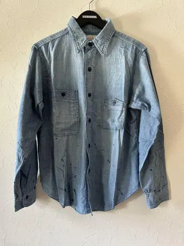 RHC 론 헤르만 BIG YANK 콜라보 페인트 데님 셔츠 미사용 새상품