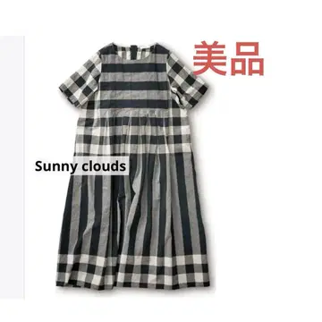 [ 새상품급 ] 써니클라우드 Sunnyclouds 체크 보더 원피스 M