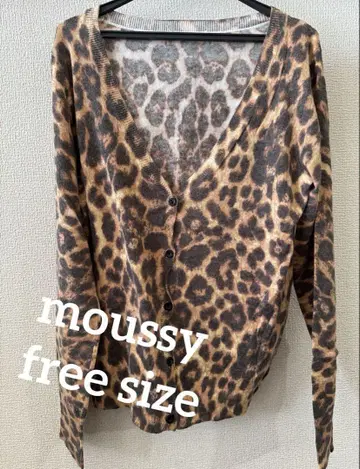 moussy 마우지 레오파드 무늬 가디건 표범 무늬 새상품급 빈티지풍