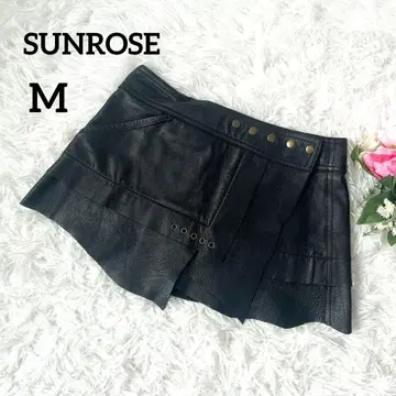 썬로즈 소가죽 레더 스커트 마이크로 미니 랩스커트 M 5475