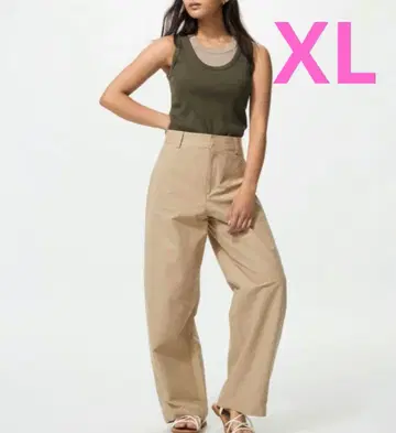 유니클로 UNIQLO 저지 배럴 레그 팬츠 베이지 XL 사이즈