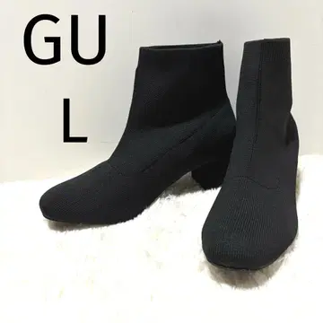 GU 포인티드 니트 부츠 L 24cm 블랙 숏부츠 블랙
