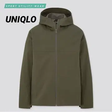 유니클로 블록테크 후드티 S 카키 겉옷