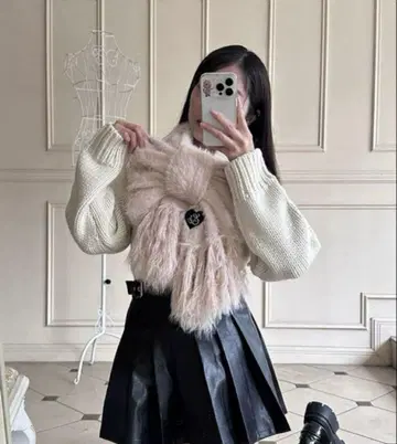 epine 에피누 mohair fringe 머플러 핑크