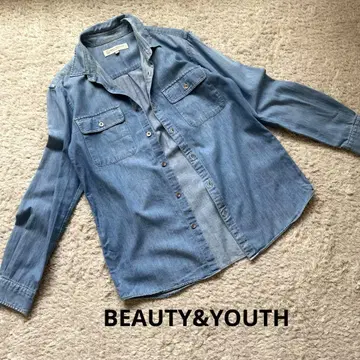 BEAUTY&YOUTH 데님 블루 셔츠 얇은 소재 면 100% M