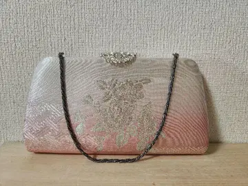 일본 의류용 백 핑크 실버 꽃무늬 자수 새상품급