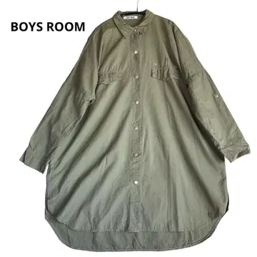 BOYS ROOM 보이즈룸 셔츠 원피스 카키 백프린트