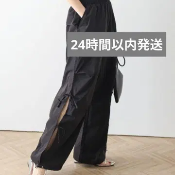 [ 24시간 이내 발송 ] AMELY 사이드 슬릿 리본 밀리터리 팬츠