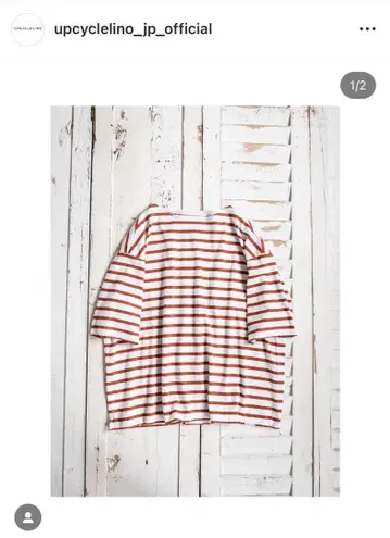 [ UpcycleLino ] BASIC 천축 보더 바스크 T셔츠 오렌지
