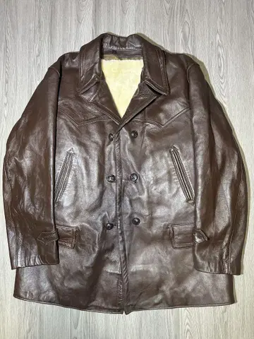 [ 60's vintage ] leather car coat mouton