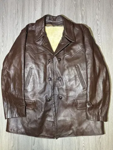 [ 60's vintage ] leather car coat mouton