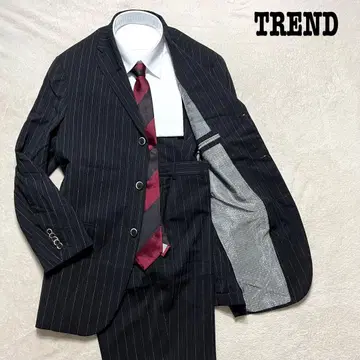 TREND 이탈리아제 블랙 스트라이프 프리 노턱 수트 상하의