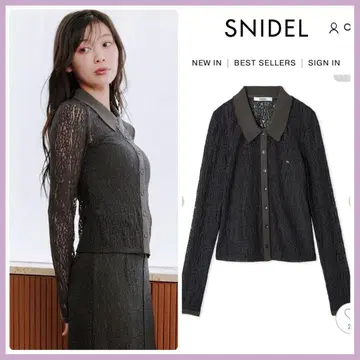 완판 색상 신상 새상품 SNIDEL 스나이델 컷 레이스 폴로 블라우스