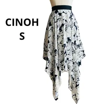 [새상품급] 치노 CINOH 스커트 꽃무늬 변형 플레어 린넨 혼방 S