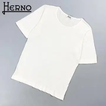 HERNO 반팔 코튼 니트 티셔츠 화이트 사이즈 46*CD432