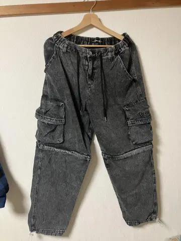 A'GEM9 그레이 데님 카고 팬츠