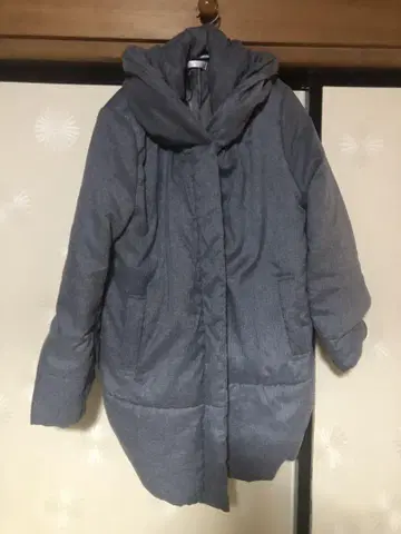 그레이 후드 부착 다운 자켓 LL