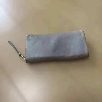 그레이 천연 가죽 장지갑