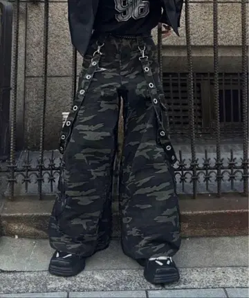 카모플라쥬 와이드 카고 팬츠