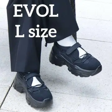 새상품급 이볼 EVOL 크로스 디자인 통굽 스니커즈 블랙 L size