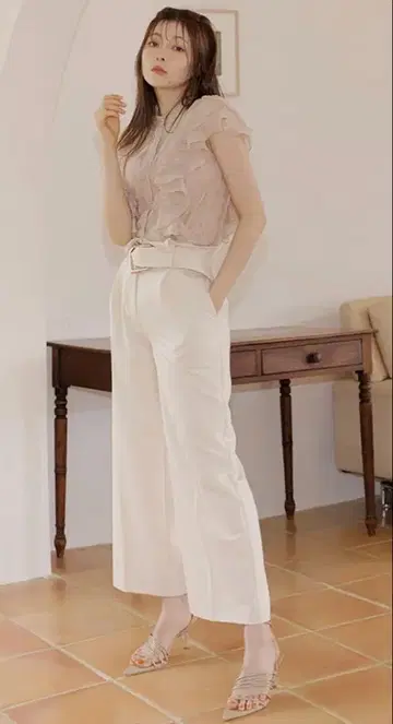 [ eimy istoire ] 빅버클 벨트 와이드 팬츠