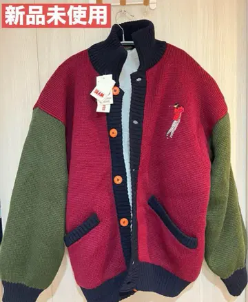 [ 미사용 새상품 ] SLAM 골퍼 자수 니트 자켓